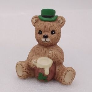 Homco Teddy Bear of the Month MARCH 1413 Small FIGURINE St. Patrick's Day